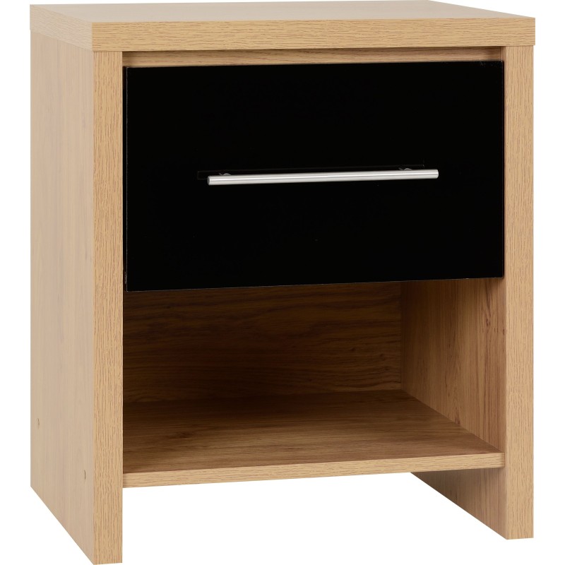 Seville Black 1 Drawer Bedside Cabinet